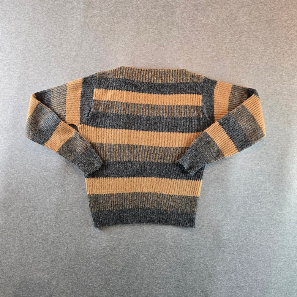 Cape Codder Joan Marie Sweater Women M Grey Tan Wool Striped 1950s True Vintage